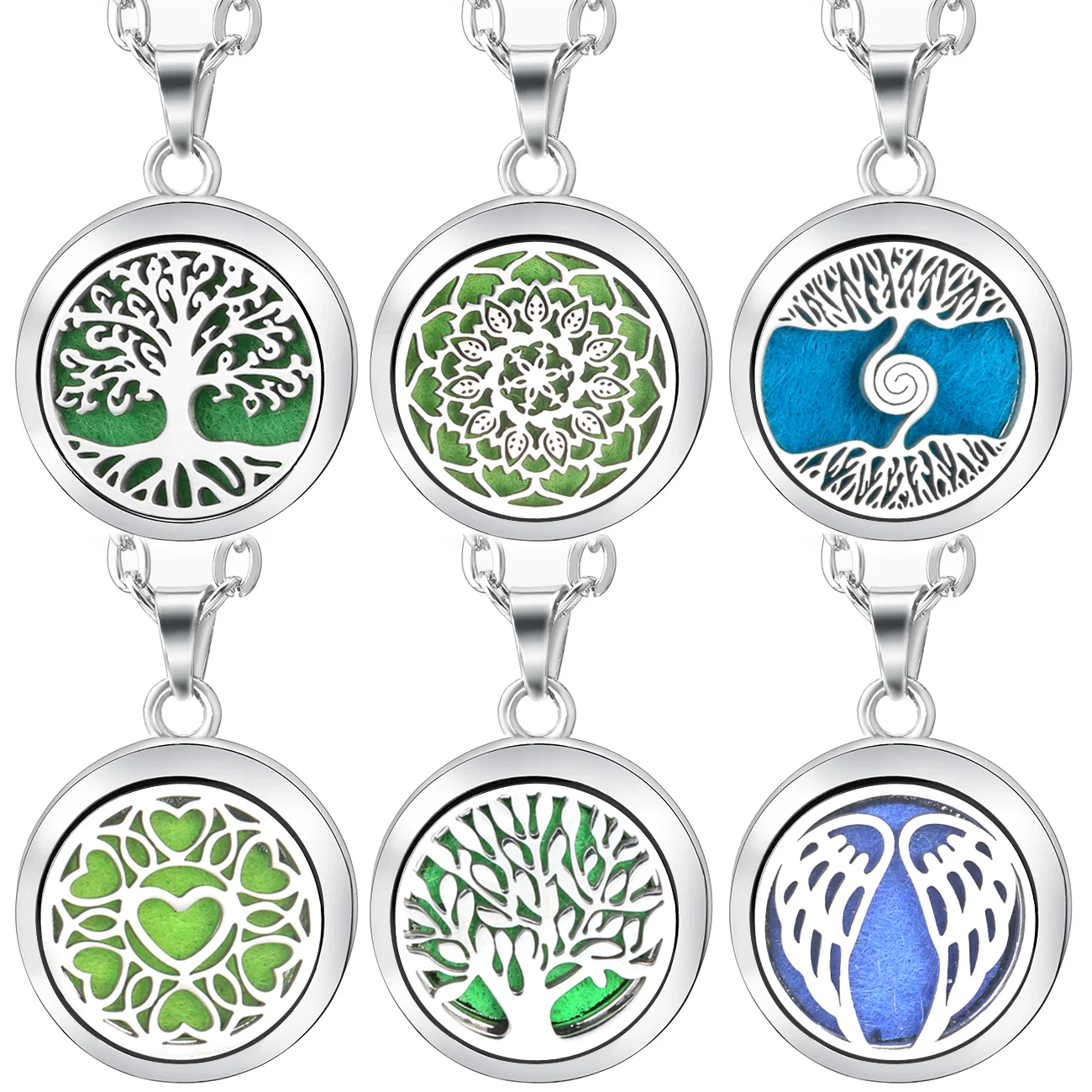 Tree Of Life Aroma Locket: Stainless Steel Essential Oil Diffuser Necklace