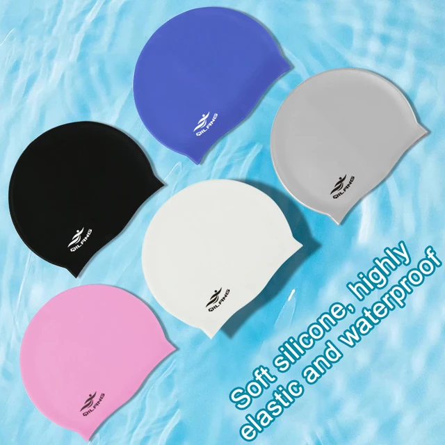 Soft Elastic Swimming Cap Women Long Hair Swim Pool Hat Nylon For