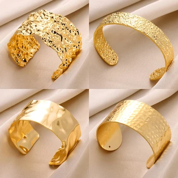 Women's Textured Open Cuff Bracelet Stainless Steel Fashion Jewelry