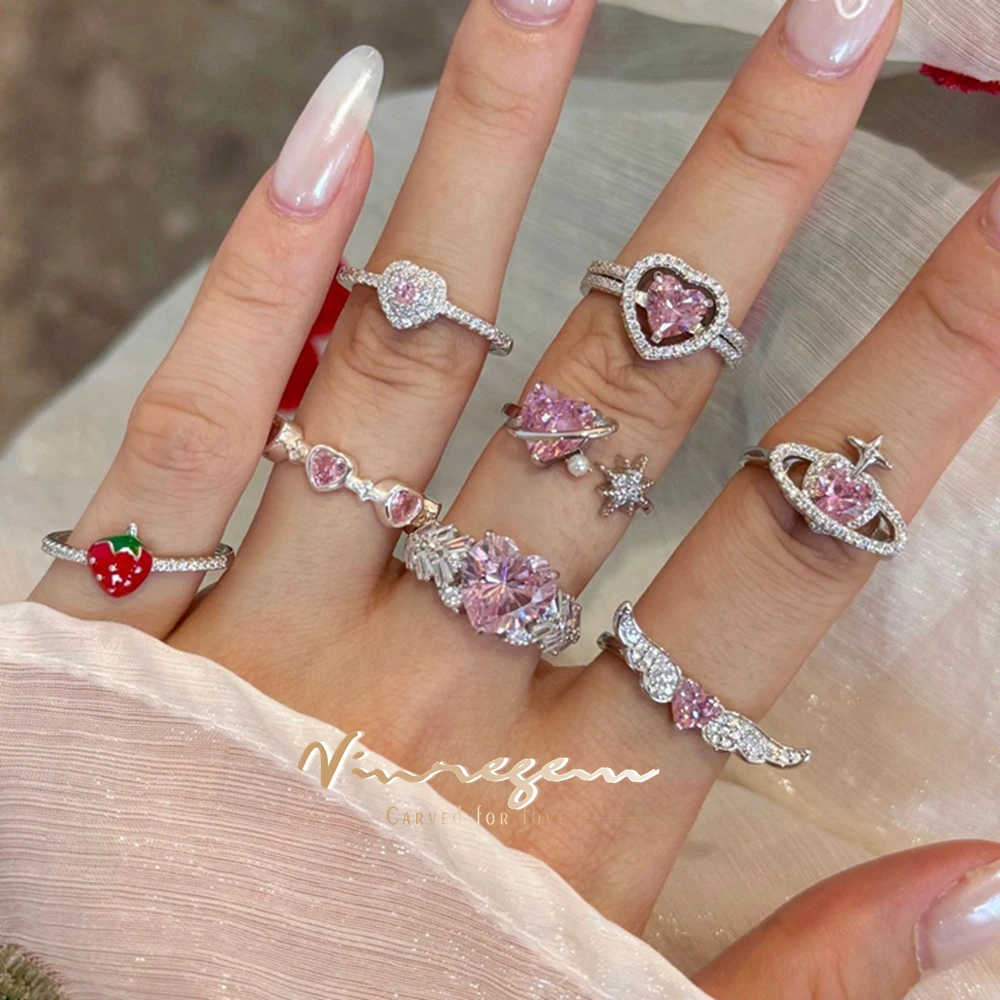 Vinregem Heart Cut Lab Created Pink Sapphire Gemstone Wedding Party ...