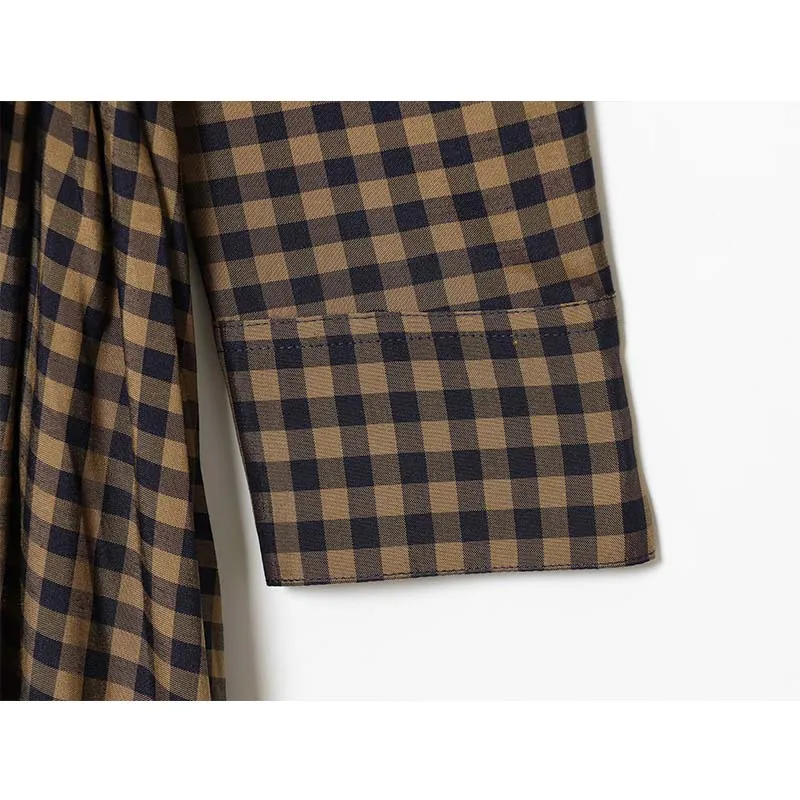 2025 New Women Fashion Plaid Shirt Collar Dress Long Dresses With Belt Chic Dresses Women Long Sleeve Casual Autumn Dress