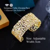 CWWZircons Luxury Statement Chunky Cubic Zirconia Pave Wide Big Bridal Wedding Cuff Bangles for Women Dubai Gold Color BG067 2