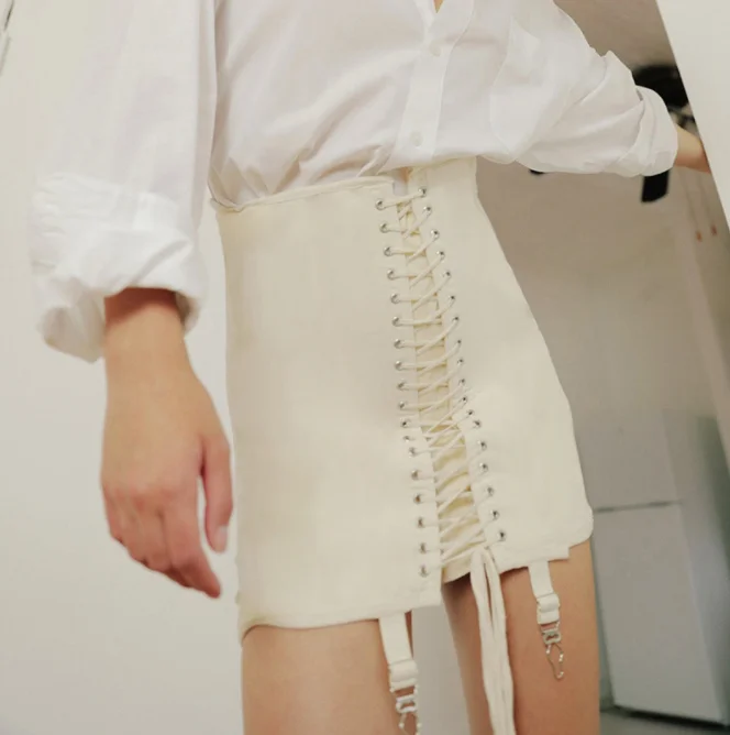 2023 Gothic Y2K Vintage Mini Skirt Women Punk Patchwork Summer High Waist Skirt Bodycon Eyelet Lace Up Aesthetic Sexy Skirts electric curtain eyelet punch machine circle cutting tool te