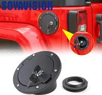 Black Aluminum Fuel Filler Door Locking Gas Tank Cap Cover for 2007-2018 Jeep Wrangler JK JKU & Unlimited Accessories 1
