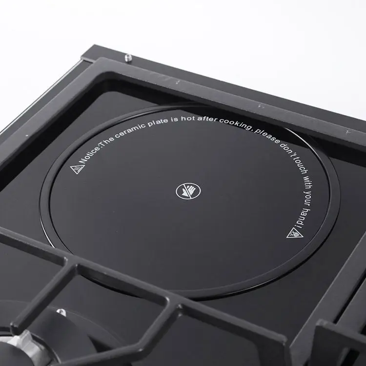 Kitchen 4 Burner Stove Hob Tempered Glass Panel 60Cm Black Built in Gas Hob Grill Gas Stove with Cast Iron Enamel