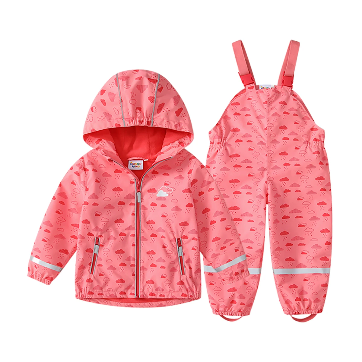 HONEYKING Baby Regenmantel Anzug Kinder Kleidung Set Wasserdichte Overalls Mädchen Overall Jacke Und Hosen Combo für Kinder – Detail 1