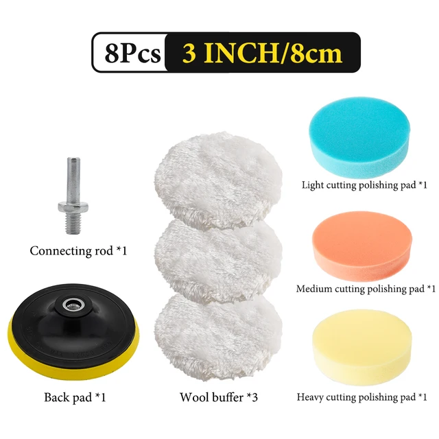 3/4/5 Inch Polishing Kit Polishing Pad Car Waxing Sponge Disk Wool