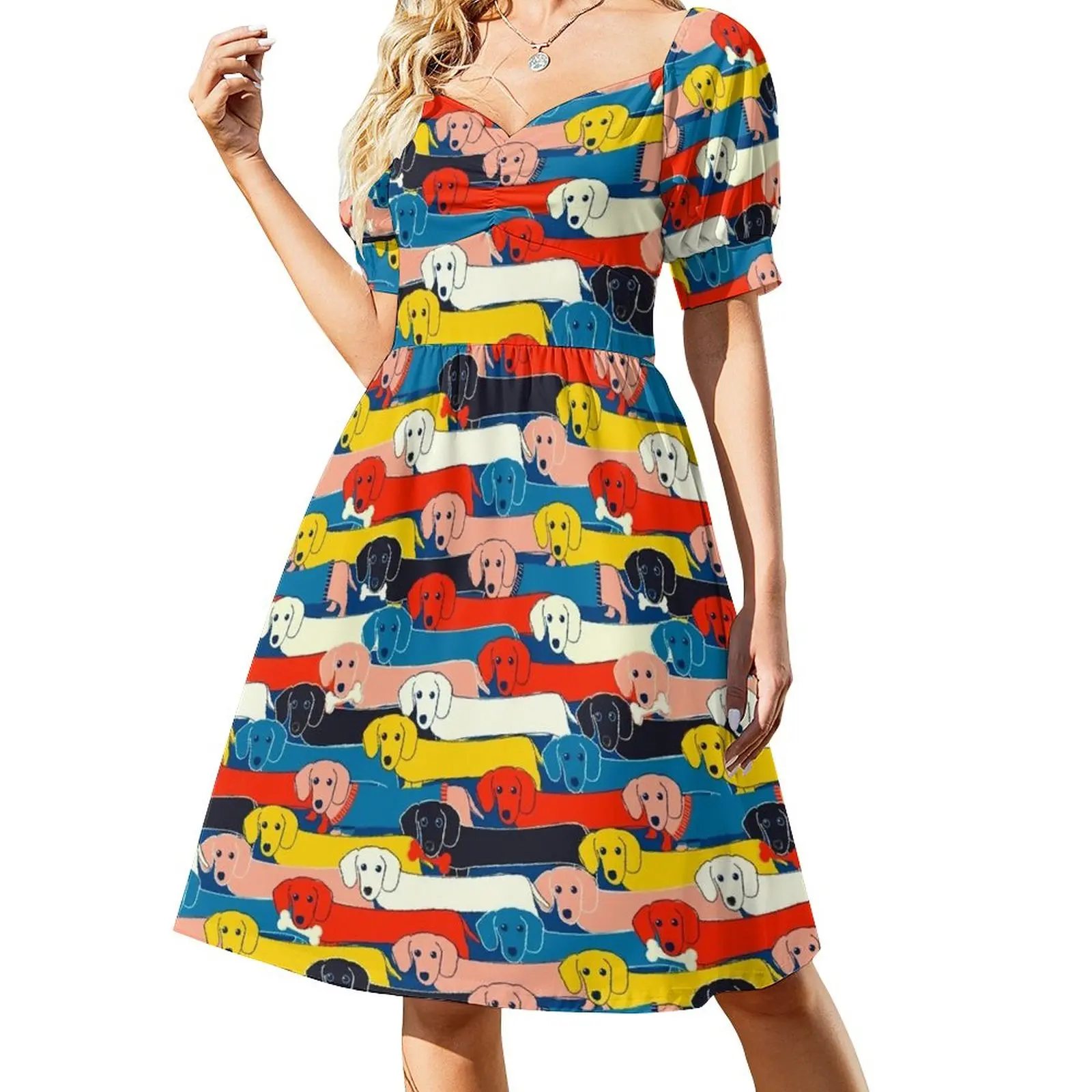 

COLORED CUTE DOGS PATTERN 2 Sleeveless Dress summer dress womens 2024 Long veiled dresses women party dresses