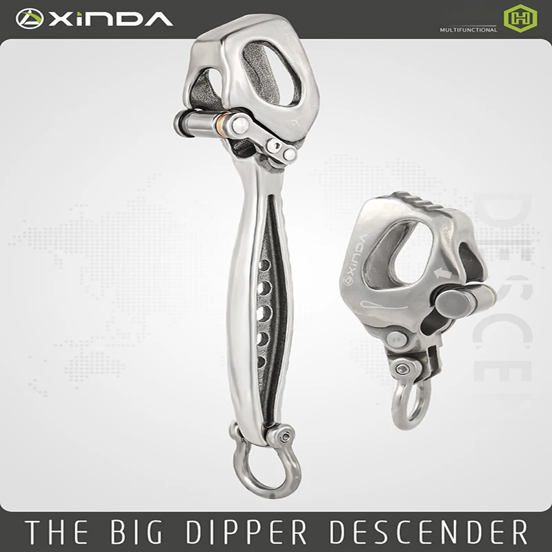 Xinda Climbing Descender Stainless Steel  Big Dipper Descender for Working at Height Rock Climbing Area Restraint Descent Device