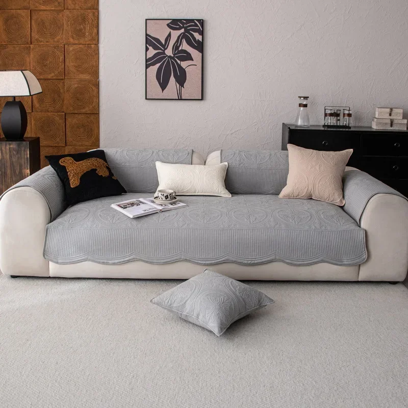 1pc Thicken Cotton Sofa Slipcover Non-slip Sofa Towel Quilted Embroidery Couch Cushion Pad for Living Room Modern Home Decor - Image 6