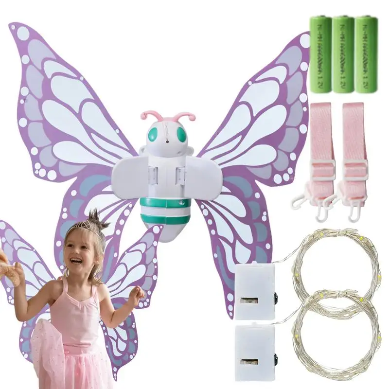 

Сказочные крылья для девочек, дневные крылья бабочки, Волшебная летающая игрушка с подсветкой и музыкой, костюмы для косплея, крутые уличные игрушки, принцесса