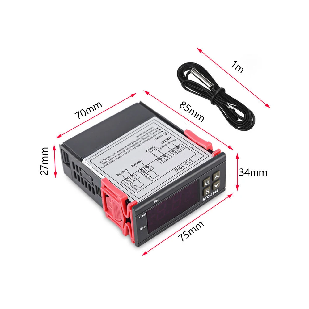 STC-1000 LED 디지털 온도 컨트롤러 인큐베이터 냉장고 온도 조절기 릴레이 가열 냉각 220V 용 온도 조절기