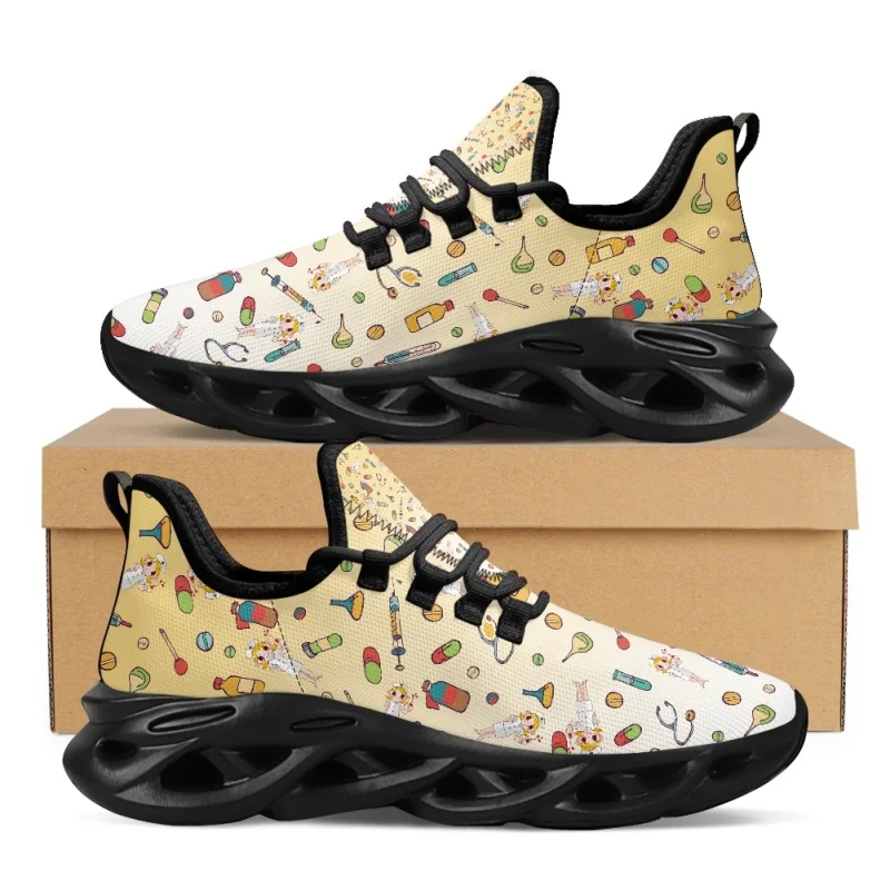 

2023 Fashion Medical Pattern Print Athletic Shoes For Women Man Breathable Lace Comfort Femme Footwear Platform Sneakers Luxury
