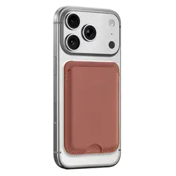 Tech Woven Magnetic Kickstand Wallet with Stand and Card Holder - Leather Phone Case (Brown)