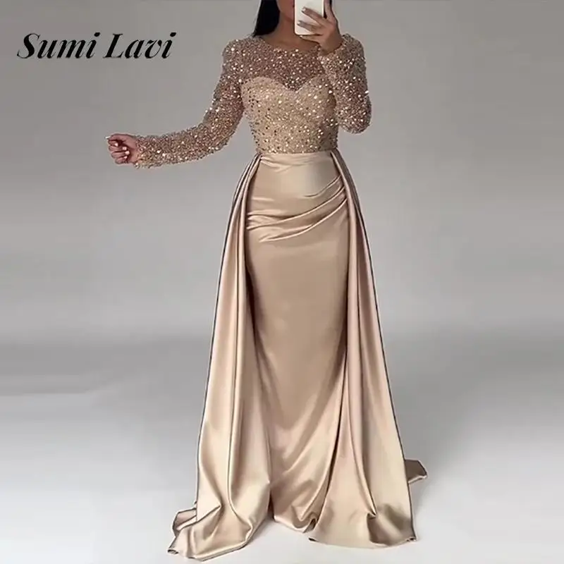 Women Elegant One Shoulder Ruffles Evening Dress Sexy Hight Slit Gold Sequin Party Maxi Dress  Vestidos