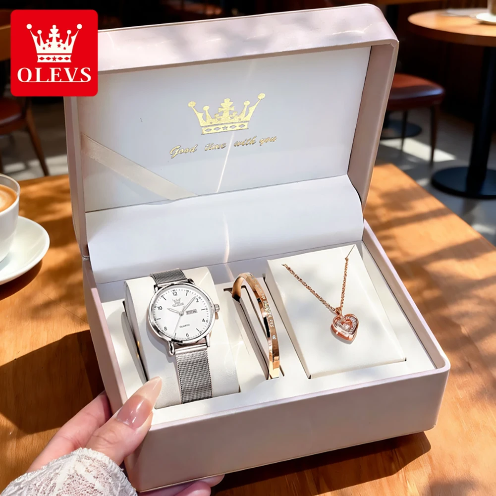 OLEVS 2996 Women Watches Original Elegant Slim Quartz Watch Waterproof Dual Cal…
