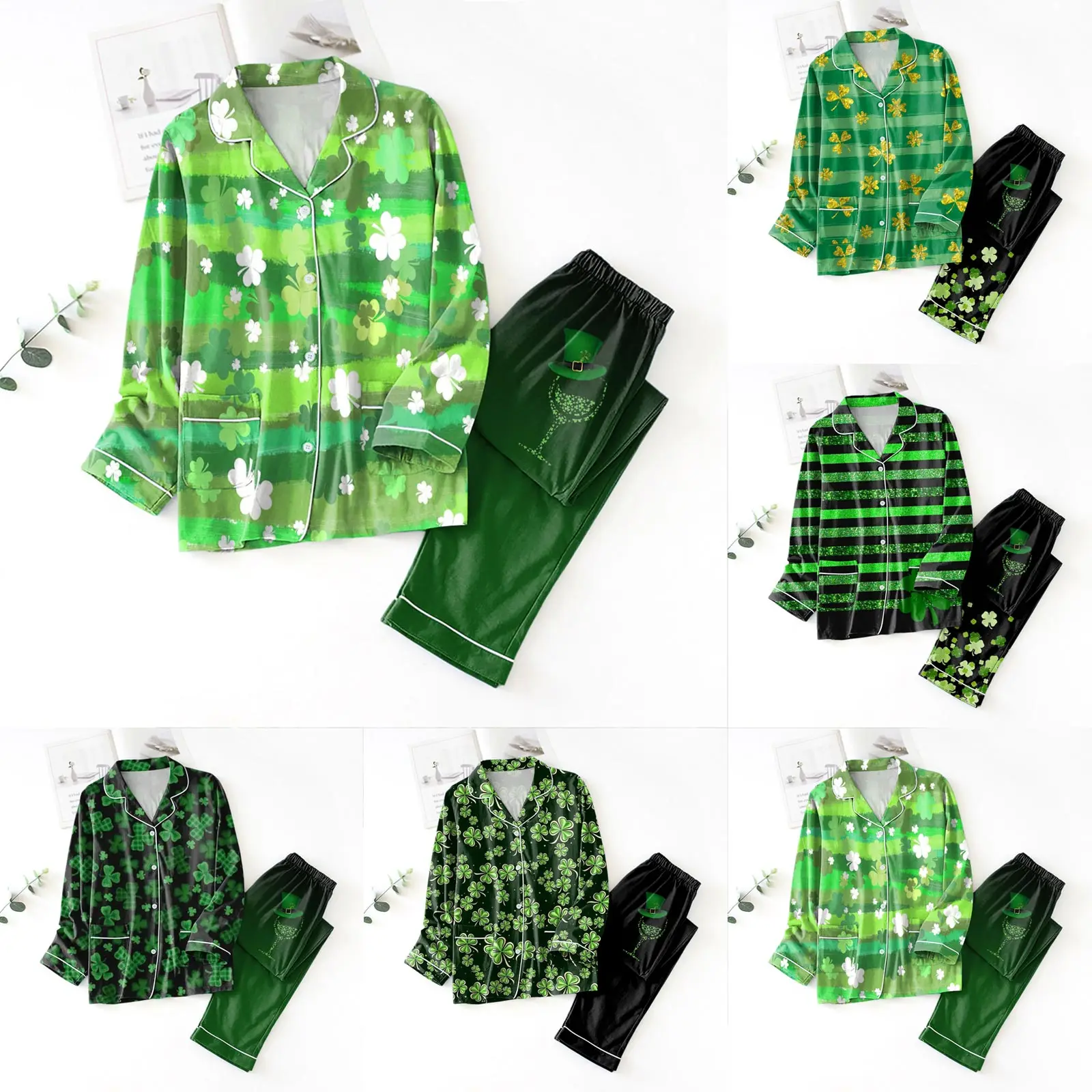 

Женская пижама, подходящий комплект женской классической атласной пижамы на пуговицах с карманами