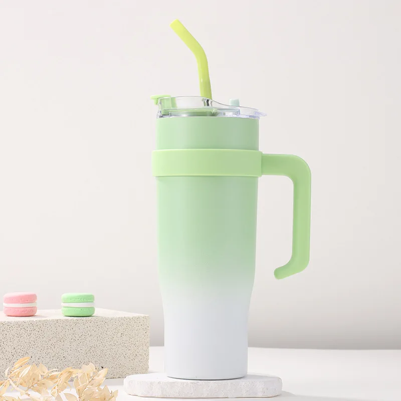 thumbnail image 1 of 40Oz Bingba Cup with Handle 304 Stainless Steel Straw Car Cup Household Large Capacity Thermos Cup, 1 of 5