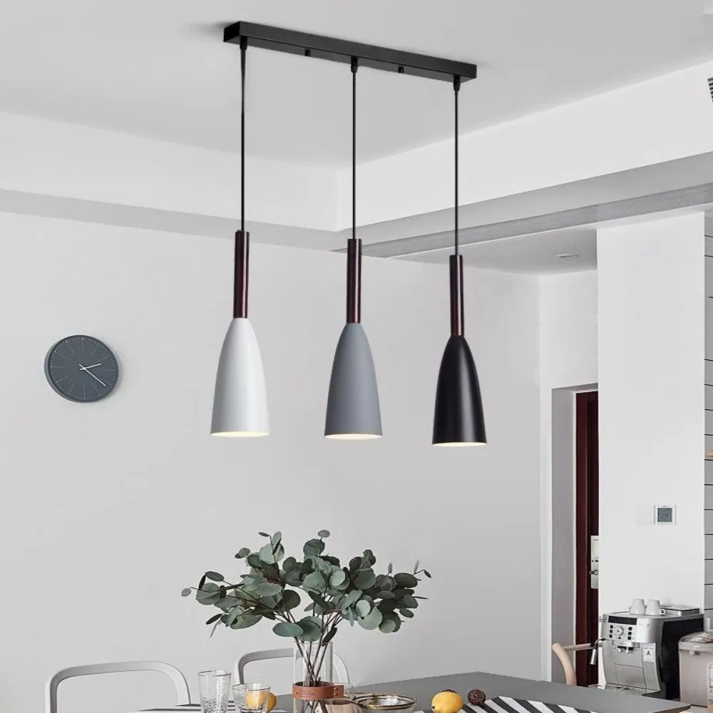 Plafonnier Suspendu en Fer au Design Nordique Minimaliste, Luminaire Décoratif d'Nik, Idéal pour un Restaurant, un Bar ou une Chambre à Coucher, 3 Têtes