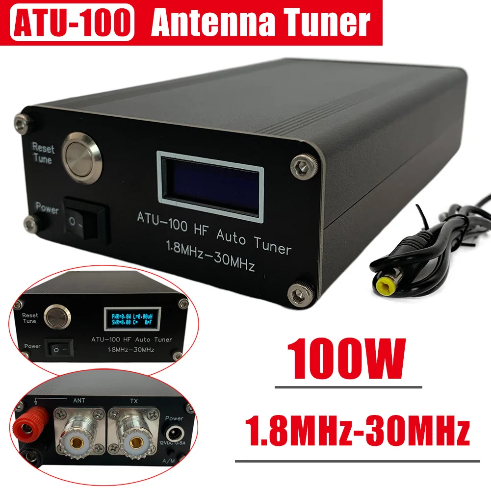 

ATU-100 HF Auto Tuner 100W Automatic Antenna Tuner OLED Display 1.8MHz-30MHz HF Antenna Tuner by N7DDC+0.91 OLED V3.1