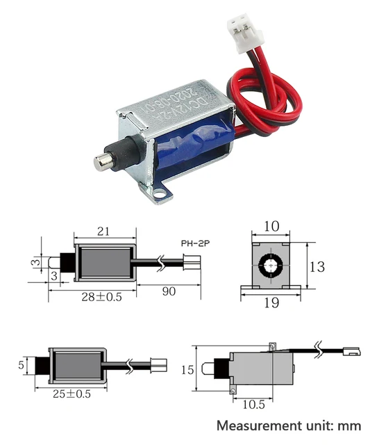 Elettromagnete DC 12V 300mA - Forza Di Aspirazione 5N, Corsa 10mm - Per Automazione Industriale, Macchine Alimentari - Foto 12