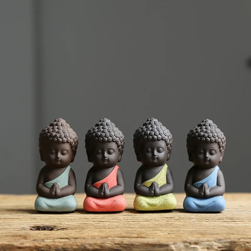 

Creative Purple Sand Small Buddha Tea Table Decorative Small Ornaments Boutique Fondle Tea Carve Handmade Teaware Accessories