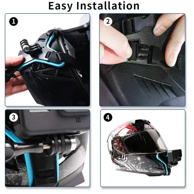Support mentonnière pour casque moto GoPro DJI Insta360 - 5 couleurs