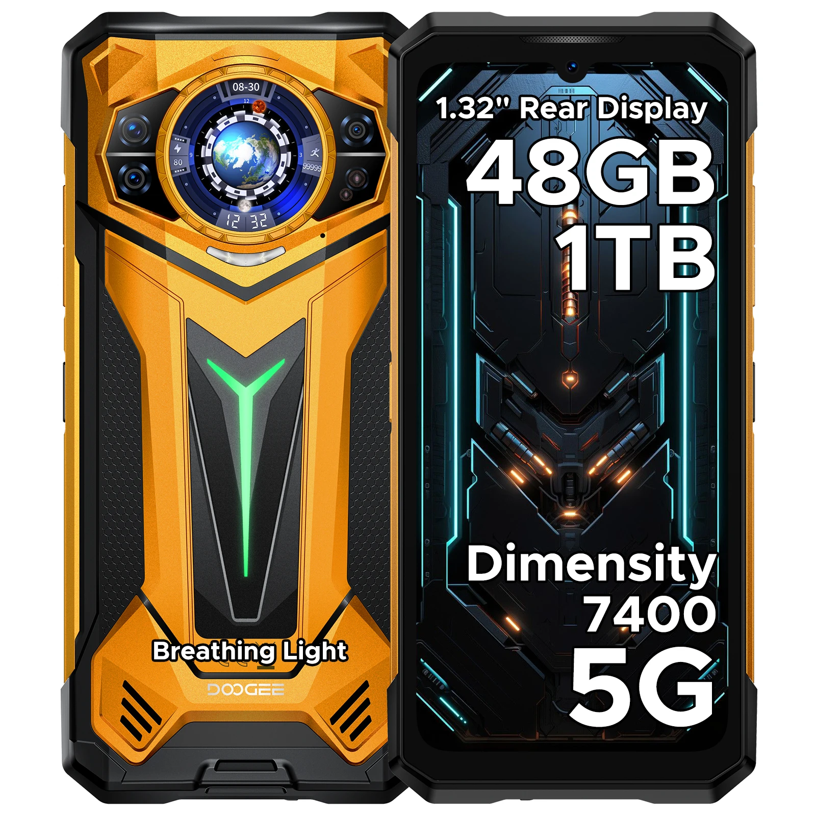 DOOGEE S200 Ultra 5G téléphone robuste 48GB + 1TB 6.72 ''120Hz affichage 11000mAh batterie 66W NFC dimension 7400 Android 15 Smartphone