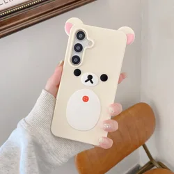 3D Cute Cartoon Relax Bear Soft Silicone Phone Case - Back Cover Shell Skin - Galaxy S25 Ultra (Beige Relax Bear)