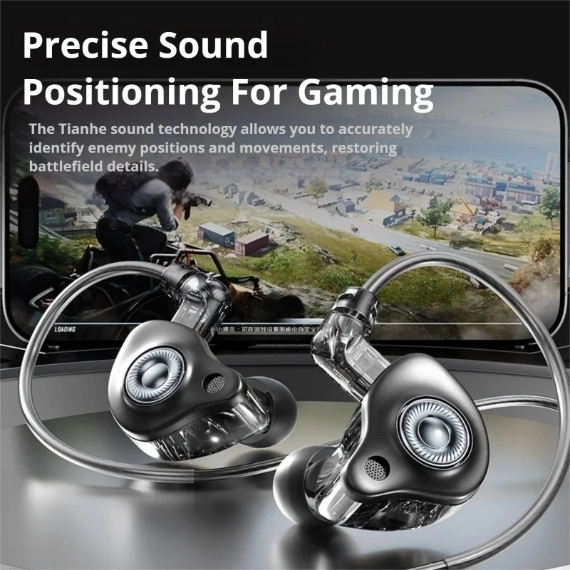High-Fidelity Wired Headphones with 9D Surround Sound and Detachable Cable