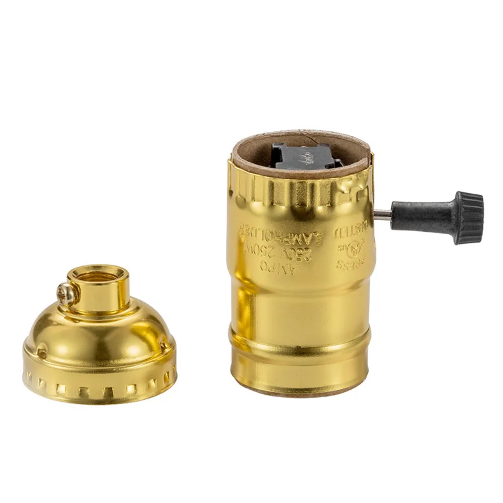 Bakelite Lamp Holder E26 E27 Screw Bulb Aluminum Brass Lamp Holder with Knob Switch Table Lamp Floor Base 1pcs