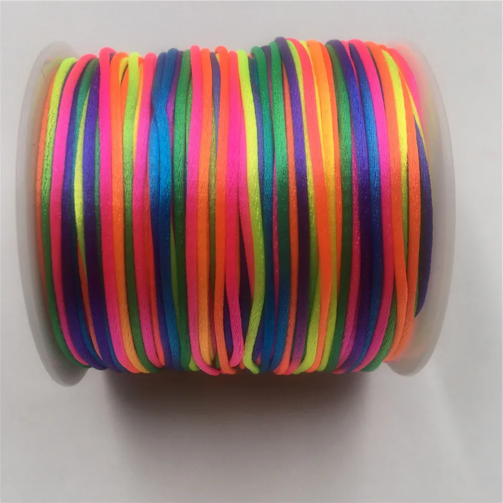 1mm 50meter Roll Rainbow Rope Satin Rattail Polyester Nylon Cords ...
