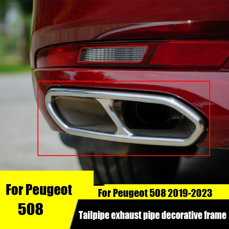 

For Peugeot 508 2023 2022 2021 2020 2019 corative frame cover for tailpipe dual outlet four outlet exhaust pipe barrel