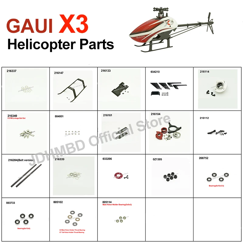 

GAUI X3 Parts Tail Blade Landing Skid Tail Boom Bearing For X3 RC Helicopter