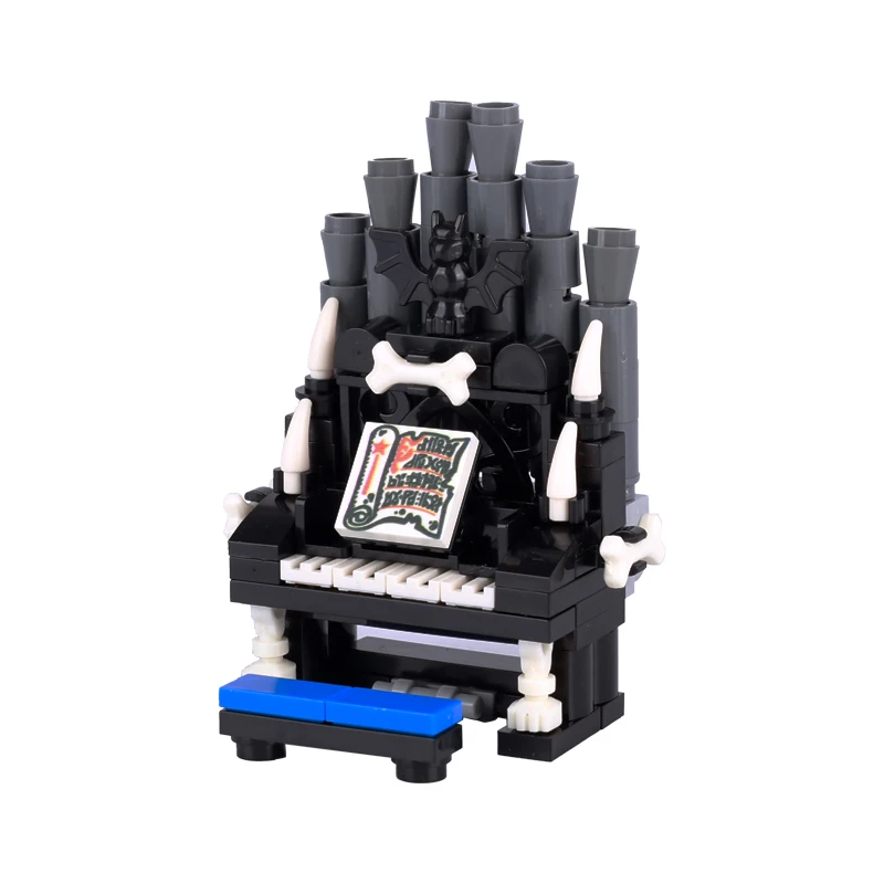 Medieval Military Building Blocks City Halloween MOC Bricks Pumpkin Building Blocks Street View Piano Tombstone Skeleton Ghost Bat Snake Accessories Bricks Toy