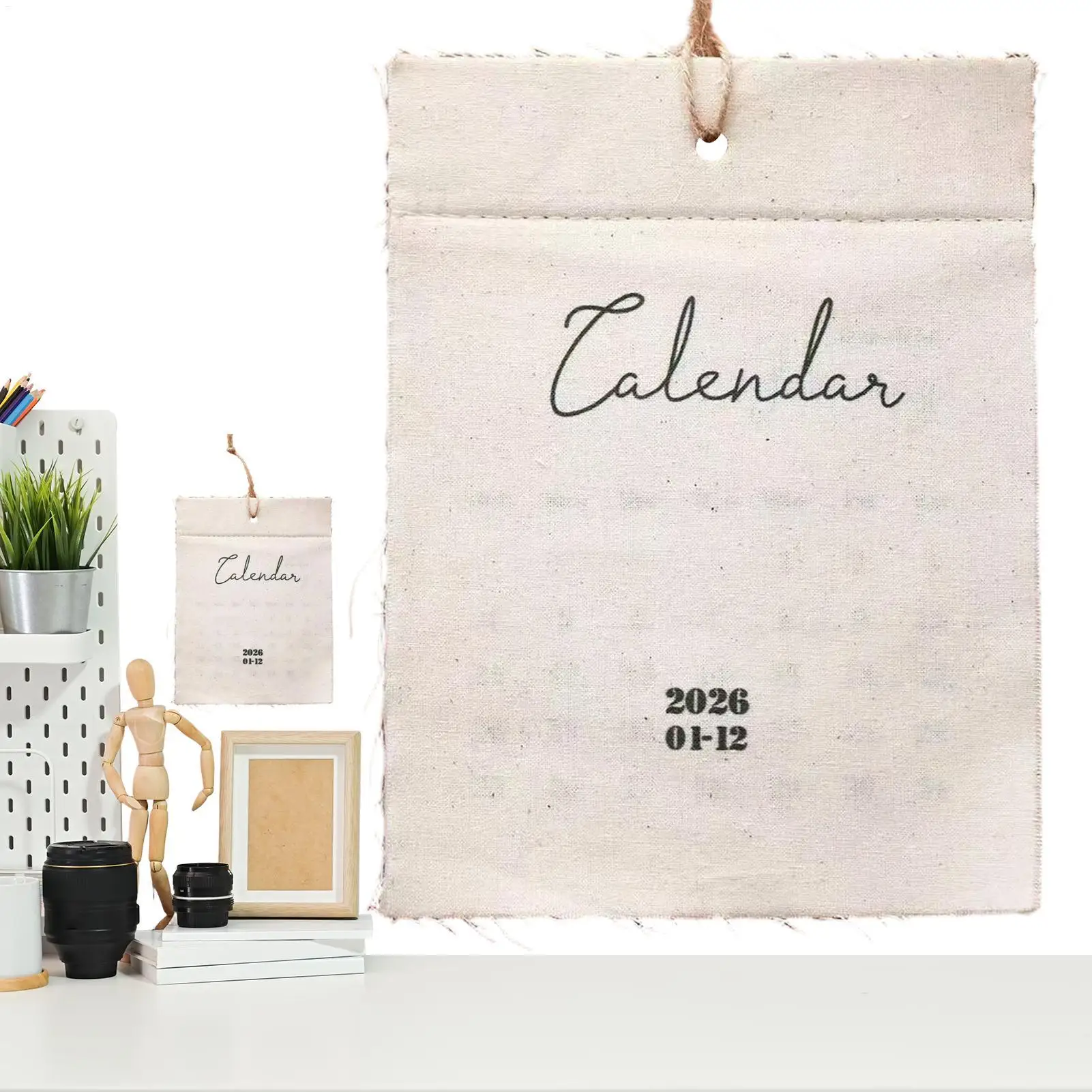 2026 Fabric Wall Calendar 12-Month Reusable Textile Planner with