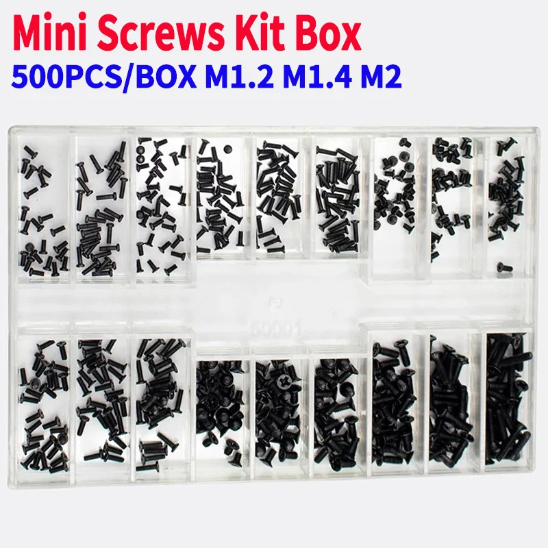 Mini Parafusos Faça Você Mesmo Kit Caixa para Reparação Sunglass Telefone Computador Portátil Montar Fixador Grupo 18 Tipos 500 Pcs