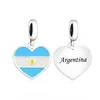 Real 925 Sterling Silver Fit Original Pan Charms Bracelet Color Enamel COLOMBIA Flag Map Bead For Making Women Berloque DIY 4