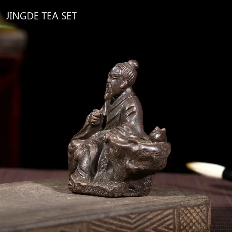 Chinese Tea Table Handmade Sculpture Decoration Yixing Purple Clay Tea Pet Ornaments Tea Art Decor Crafts Custom Teaware Gifts