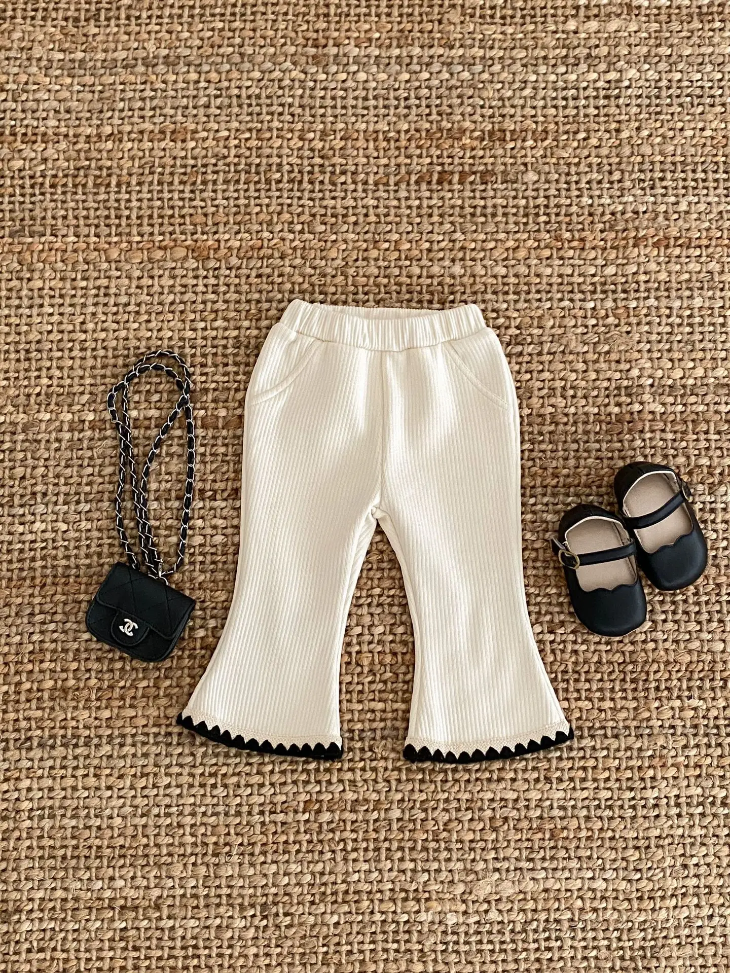 Autumn Winter Girl Baby Plus Velvet Thick Boot Cut Children Ribbed Solid Fleece Casual Pants Kid Warm Cotton Fashion Trousers girls pants kids pants girls trousers