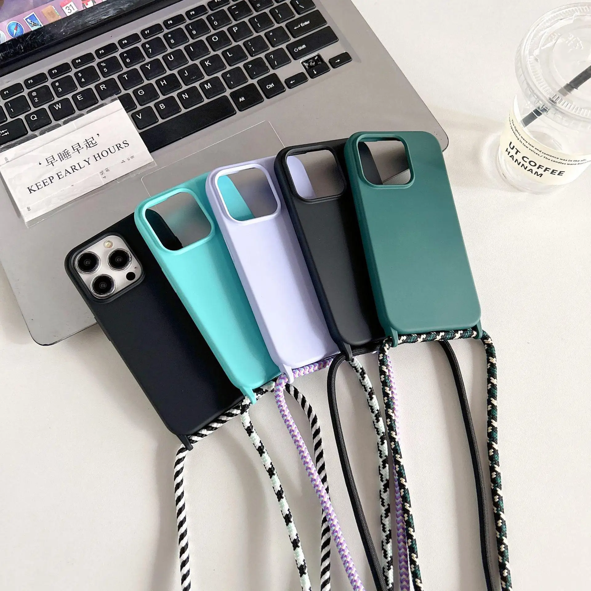 Universal Liquid Silicone Waterproof Crossbody Lanyard Case with Necklace Strap