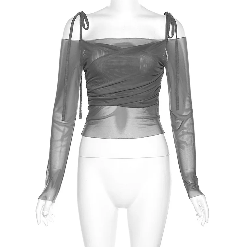 Slash Neck T-shirts Women Solid Lace-up Sexy American Style Hotsweet Folds Design Spring Summer All-match Crop Tops Slim Chic