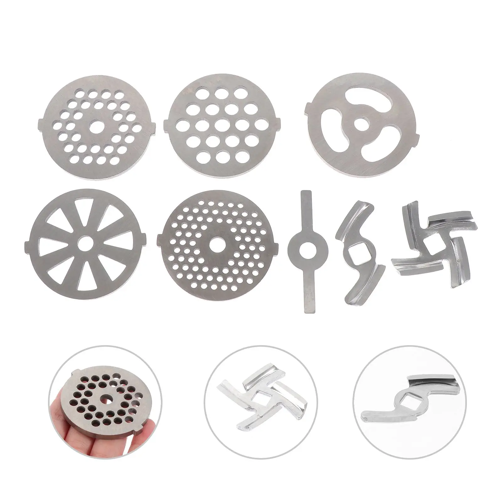8 pcs Meat Accessories Stainless Steel Plates Mixer Parts Practical Cutting Plate Kitchen Gadgets Tools