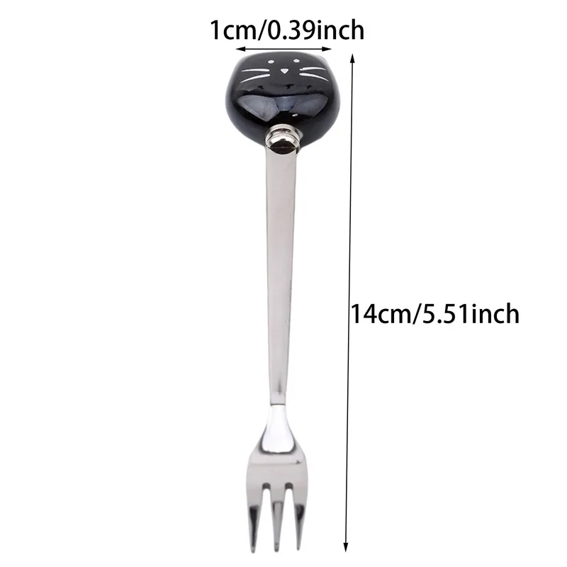 Description Picture 2 of item1pc  Stainless Steel Spoon Fork Portable Tableware Cute Cat Paw Shaped Dinnerware Adults Kids Coffee Tea Stirring