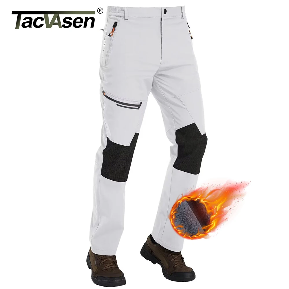 TACVASEN Winter Men's Hiking Pants Warm Thermal Fleece Lined Windproof Outdoors Working Fishing Camping Mountain Ski Pants
