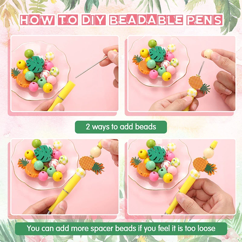 비즈 펜 비즈 펜, DIY 만들기 키트, 여러 가지 빛깔의 볼펜, 검정 잉크, 여성, 어린이, 학생, 사무실, 60 개