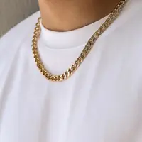 Collier chaîne cubaine Simple en acier inoxydable pour hommes, couleur or argent, chaîne en métal sur le cou, ras du cou, bijoux de fête, cadeau de bricolage 1