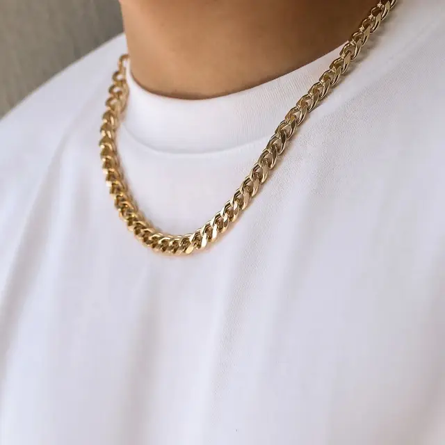 Collier chaîne cubaine Simple en acier inoxydable pour hommes, couleur or argent, chaîne en métal sur le cou, ras du cou, bijoux de fête, cadeau de bricolage 1