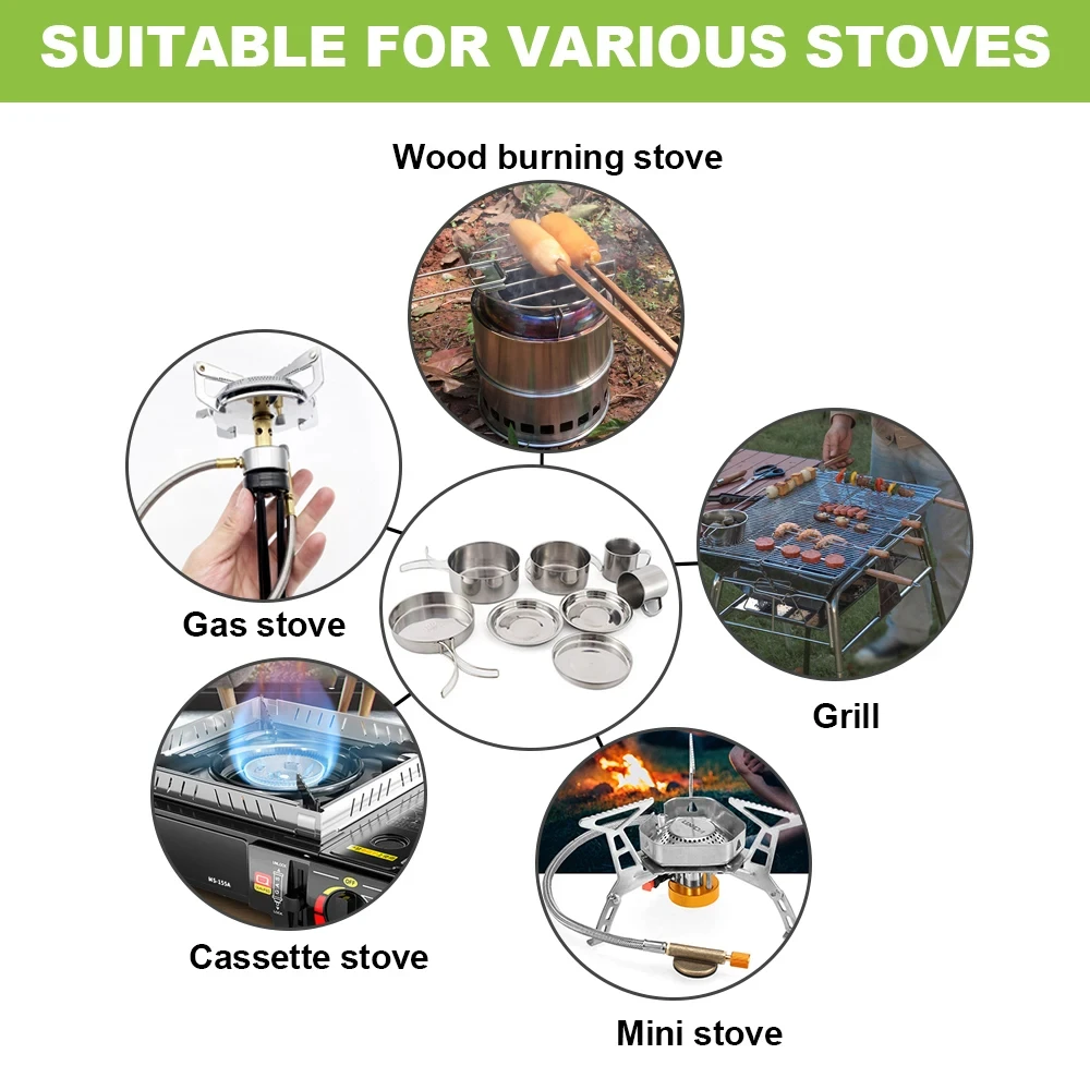 Stainless Steel Camping Cookware Set 5