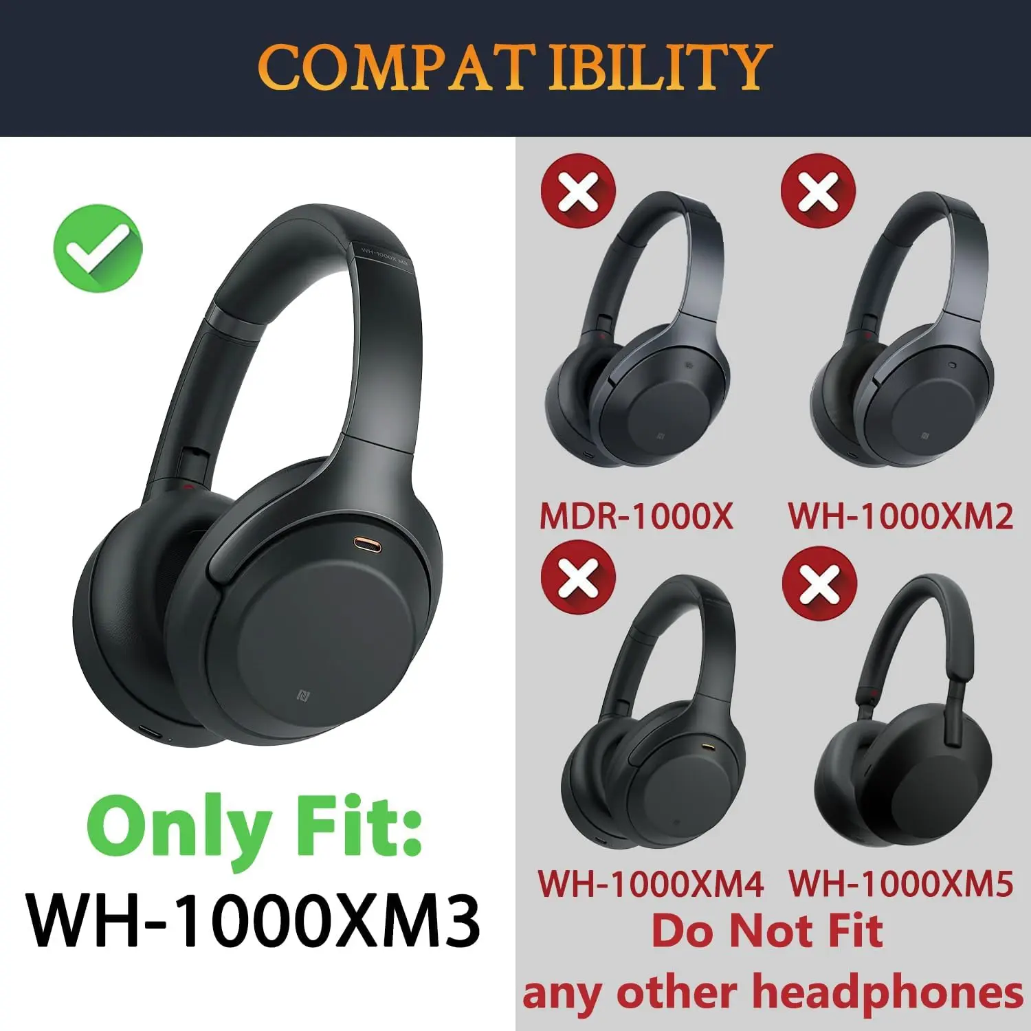 Removeable Headband For Sony WH-1000XM3 Headphones Headbeam Replacement New Design Head band Headstrap Ear Pad Cushion